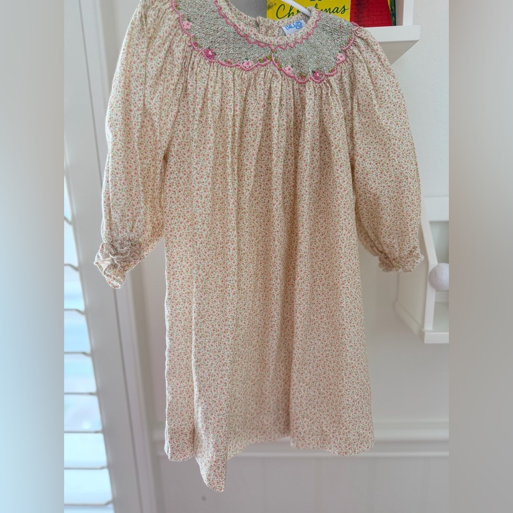 Luli & Me Floral Pink and Cream Dress